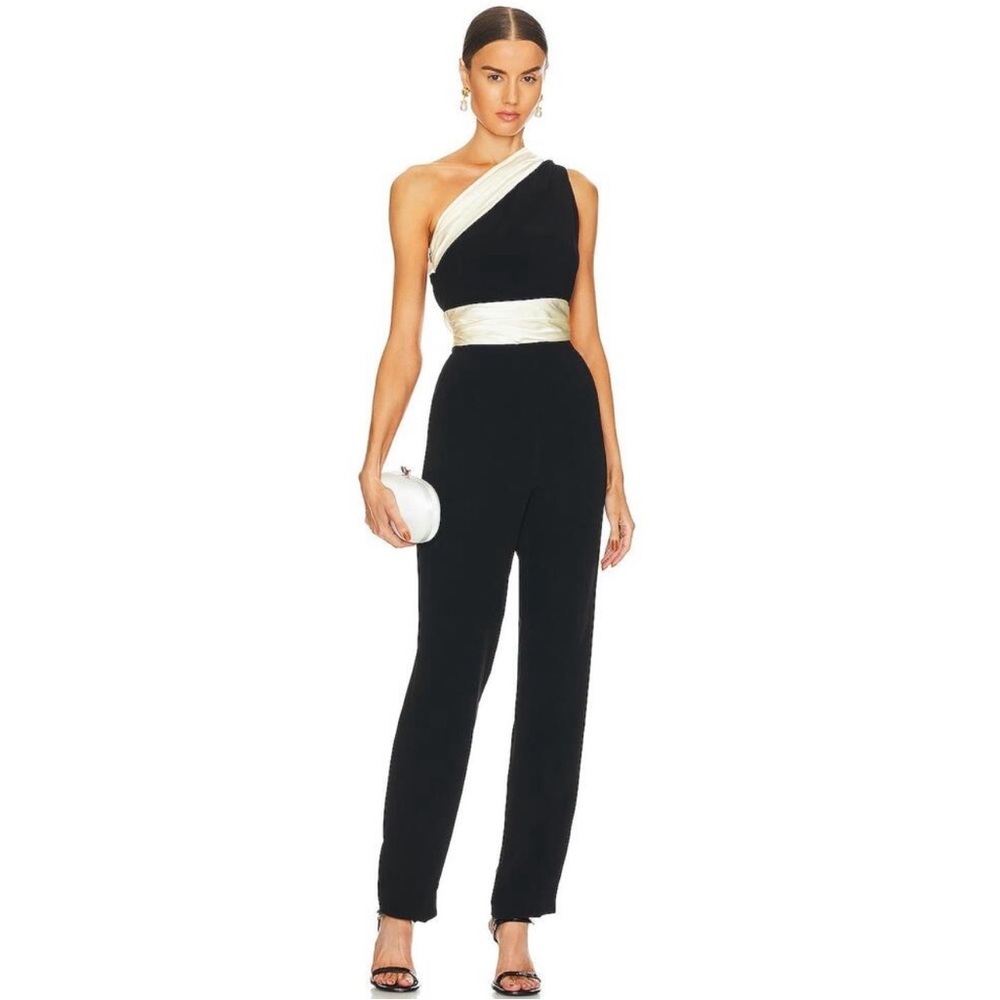 Saloni Linda Jumpsuit In Black & Cream Nwt